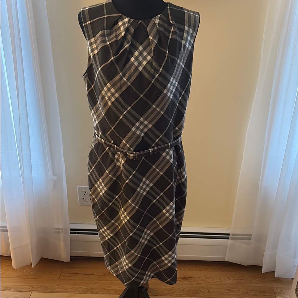 Nine West Black Plaid Midi Dress